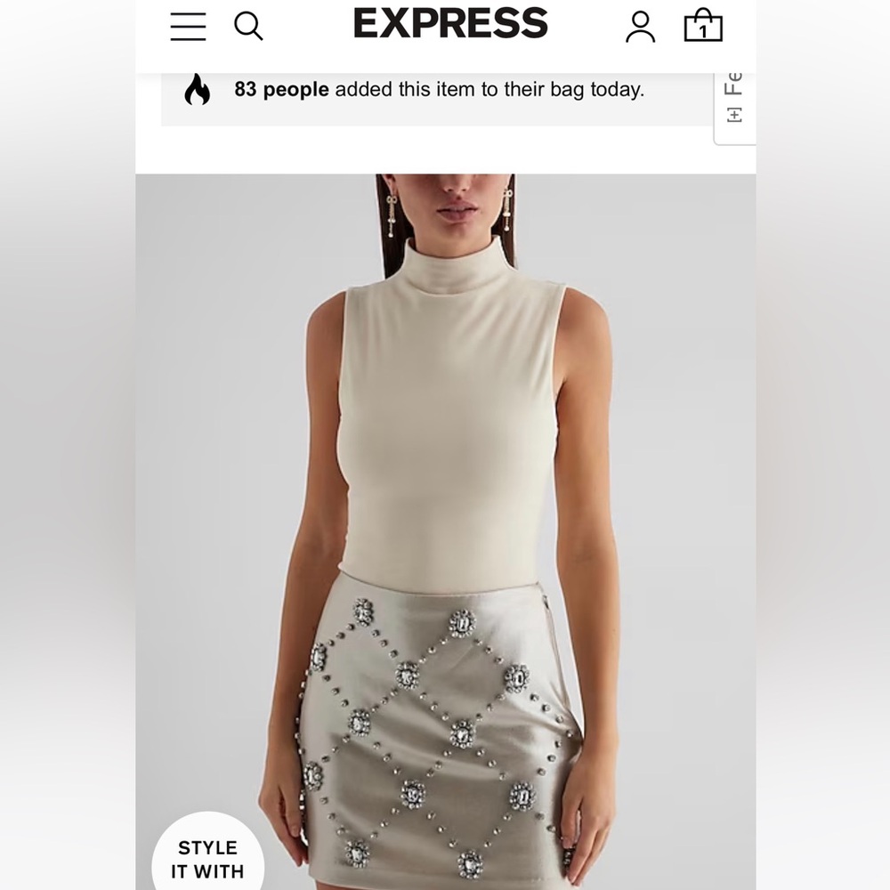 Express. High Waisted Metallic Embellished Mini Skirt. Size 2.